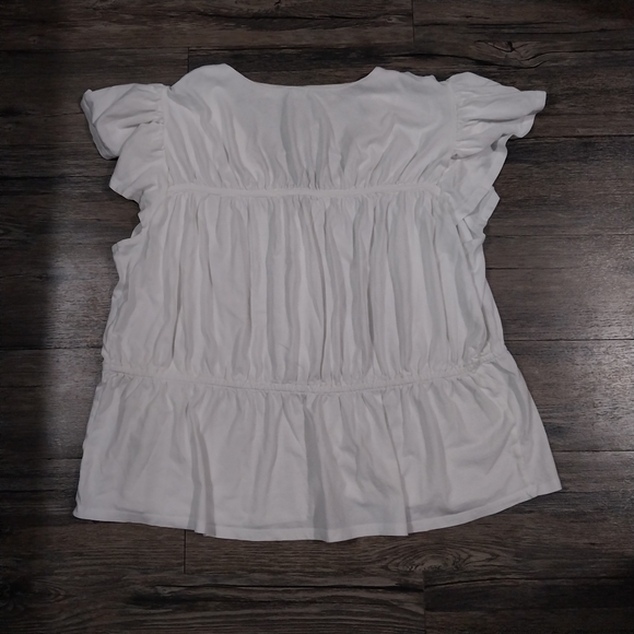 Lane Bryant V Neck Short Sleeve Blouse Size 22/24 Womens White Pullover Top - Picture 2 of 9